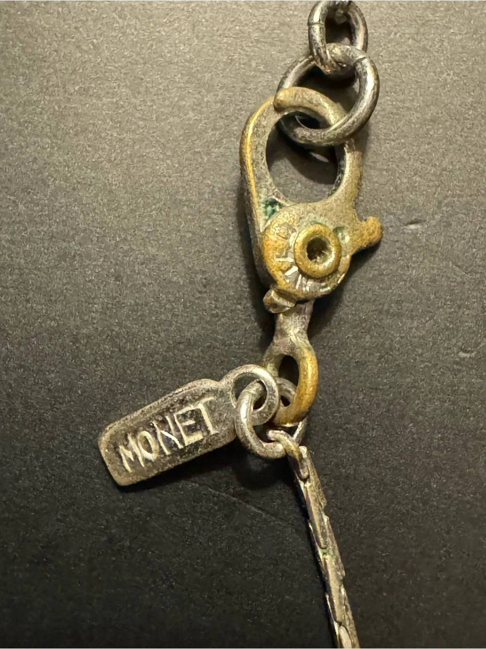 Vintage Monet Silver Textured Pendant Necklace - 16”